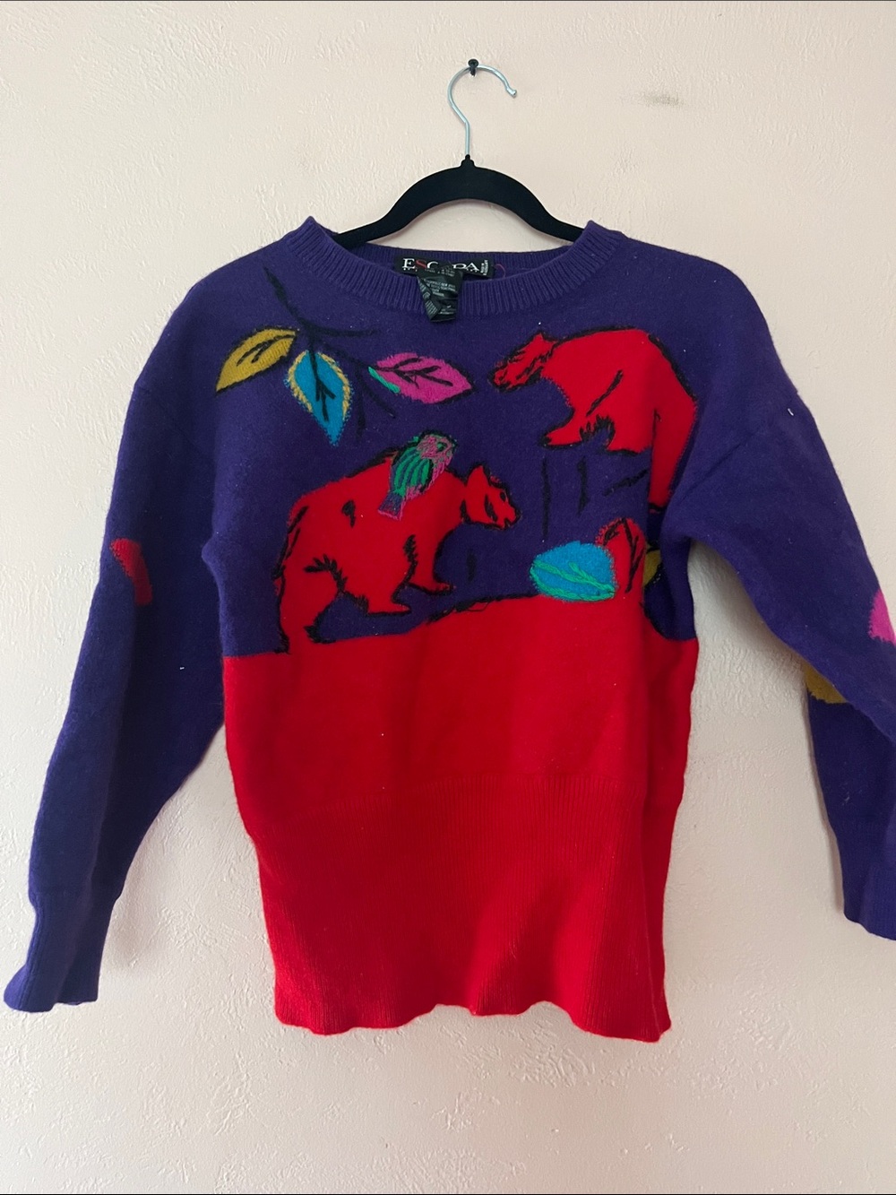 VINTAGE ESCADA NEW
WOOL SWEATER  GREEN SIZE 38